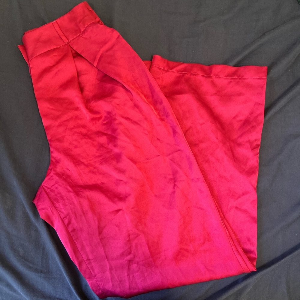 Fuchsia wide silk pants